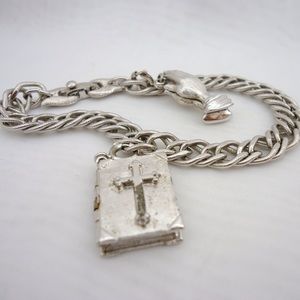 Vintage Monet Silver Tone Charm Bracelet